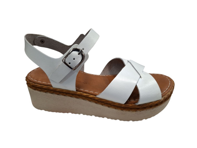 Udobna kožna ženska sandala M730-203 beyaz Udobna kožna ženska sandala M730-203 beyaz